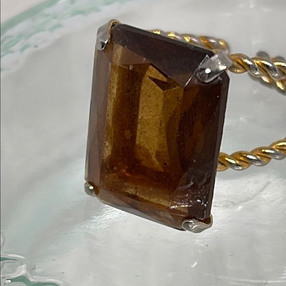 Vintage Adjustable Brown Square Large Emerald Cut… - image 7